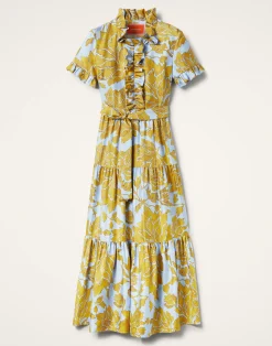 La DoubleJ Vestiti<Long And Sassy DressTangle Light Blue in Silk Twill