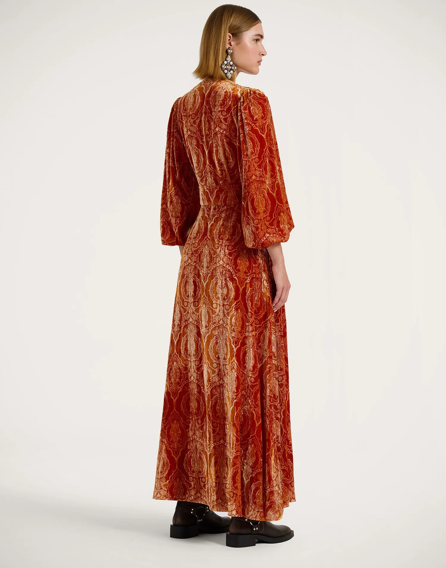 La DoubleJ Party Dressing<Long Camerino DressBanquet Orange in Devoré