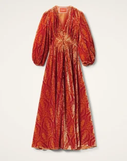 La DoubleJ Party Dressing<Long Camerino DressBanquet Orange in Devoré