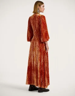 La DoubleJ Vestiti<Long Camerino DressBanquet Orange in Devor&eacute;