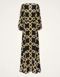 La DoubleJ Party Dressing<Long Camerino DressTackle Black in Crepe De Chine Silk