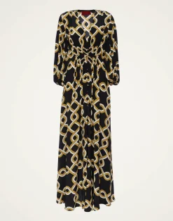 La DoubleJ Vestiti<Long Camerino DressTackle Black in Crepe De Chine Silk