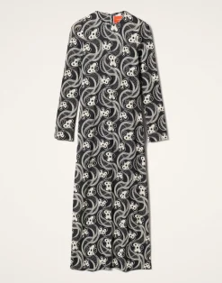 La DoubleJ Party Dressing<Long Sleeve Swing DressAperol Black & White in Flowy Jersey