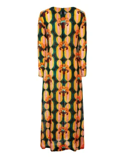 La DoubleJ Vestiti<Long Sleeve Swing DressArcturus Blue Petrol in Velvet Devoré