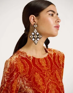 La DoubleJ Vestiti<Long Sleeve Swing DressBanquet Orange in Devoré
