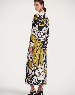 La DoubleJ Vestiti<Long Sleeve Swing DressMarea Black & White in Silk Twill