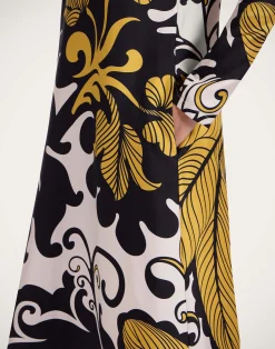 La DoubleJ Vestiti<Long Sleeve Swing DressMarea Black & White in Silk Twill