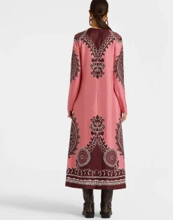 La DoubleJ Party Dressing<Long Sleeve Swing DressOltrarno Plac&eacute;e Pink in Silk Twill