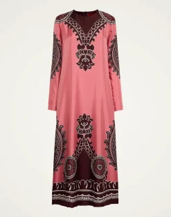 La DoubleJ Party Dressing<Long Sleeve Swing DressOltrarno Plac&eacute;e Pink in Silk Twill