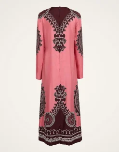 La DoubleJ Party Dressing<Long Sleeve Swing DressOltrarno Plac&eacute;e Pink in Silk Twill