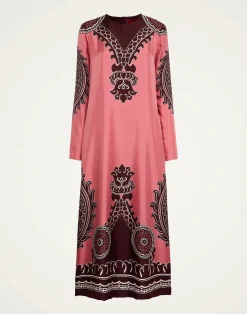 La DoubleJ Vestiti<Long Sleeve Swing DressOltrarno Plac&eacute;e Pink in Silk Twill