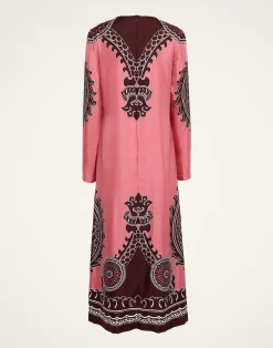 La DoubleJ Vestiti<Long Sleeve Swing DressOltrarno Plac&eacute;e Pink in Silk Twill