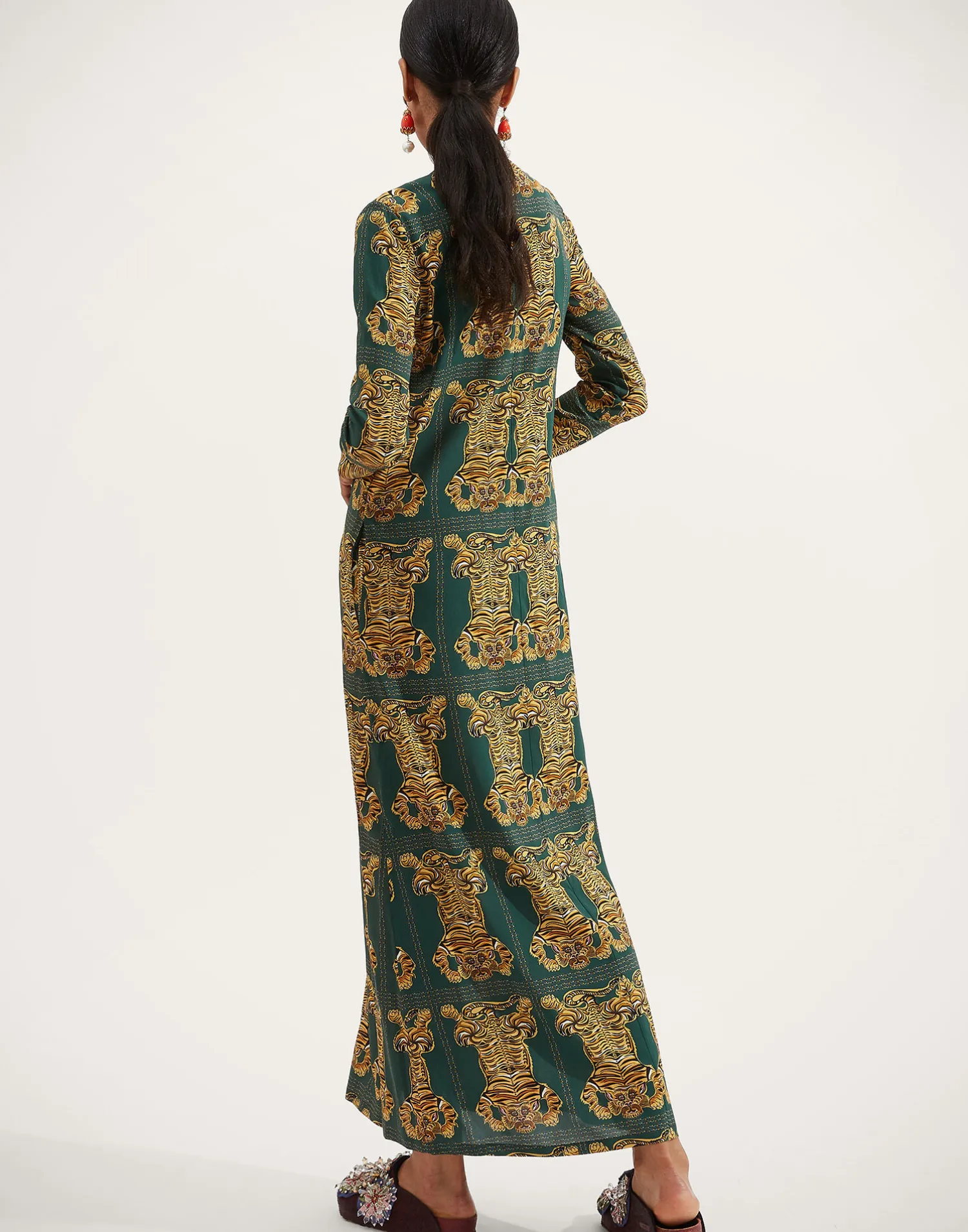 La DoubleJ Vestiti<Long Sleeve Swing DressTiger Tiles in Sablé
