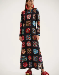 La DoubleJ Vestiti<Long Sleeve Swing DressVetrata Grande in Sable