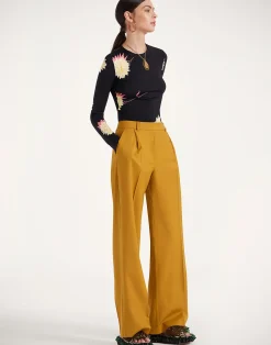 La DoubleJ Pantaloni E Shorts<Loose PantsSolid Dark Yellow in Stretch Wool