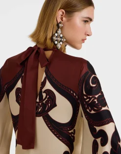 La DoubleJ Party Dressing<Magnifico DressCorsini Plac&eacute;e Cream in Silk Twill