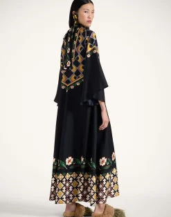 La DoubleJ Vestiti<Magnifico DressDazed Plac&eacute;e Black in Silk Twill