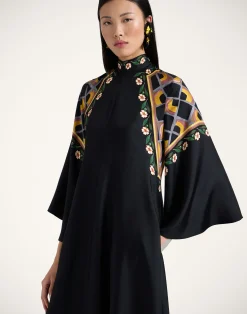 La DoubleJ Vestiti<Magnifico DressDazed Plac&eacute;e Black in Silk Twill