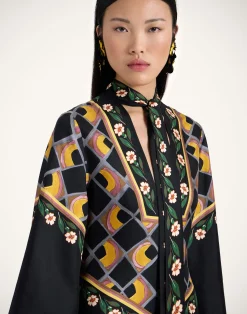 La DoubleJ Vestiti<Magnifico DressDazed Plac&eacute;e Black in Silk Twill