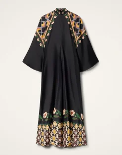La DoubleJ Vestiti<Magnifico DressDazed Plac&eacute;e Black in Silk Twill