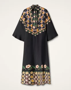 La DoubleJ Vestiti<Magnifico DressDazed Plac&eacute;e Black in Silk Twill