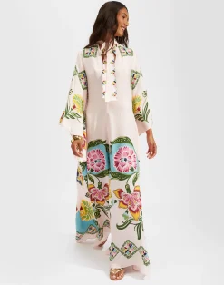 La DoubleJ Vestiti<Magnifico DressFolk Flowers Azzurro Placée in Pebbled Sable
