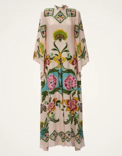 La DoubleJ Vestiti<Magnifico DressFolk Flowers Azzurro Placée in Pebbled Sable