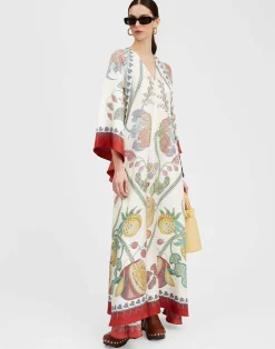 La DoubleJ Vestiti<Magnifico DressGrenadilla Plac&eacute;e Off White in Silk Twill