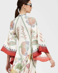 La DoubleJ Vestiti<Magnifico DressGrenadilla Plac&eacute;e Off White in Silk Twill
