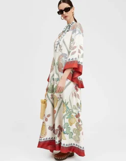 La DoubleJ Party Dressing<Magnifico DressGrenadilla Plac&eacute;e Off White in Silk Twill