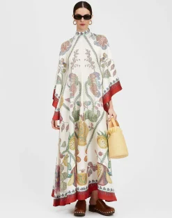 La DoubleJ Party Dressing<Magnifico DressGrenadilla Plac&eacute;e Off White in Silk Twill