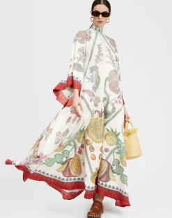 La DoubleJ Party Dressing<Magnifico DressGrenadilla Plac&eacute;e Off White in Silk Twill