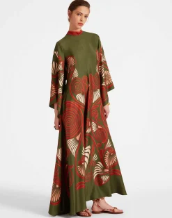 La DoubleJ Vestiti<Magnifico DressKerylos Placée Dark Green in Silk Twill