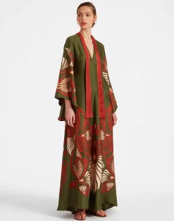 La DoubleJ Vestiti<Magnifico DressKerylos Plac&eacute;e Dark Green in Silk Twill