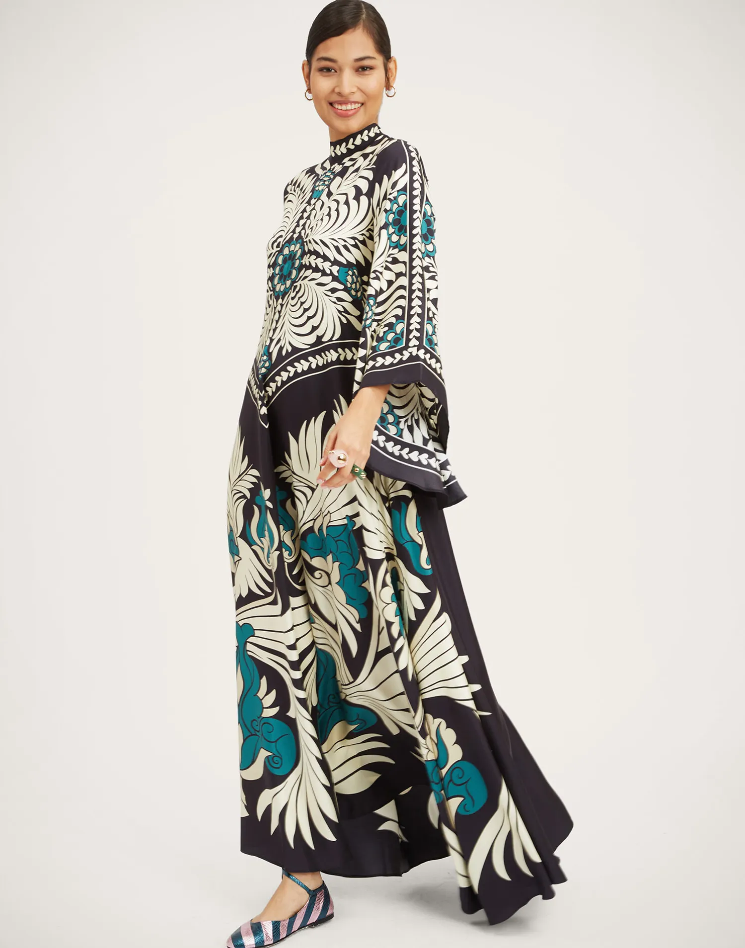 La DoubleJ Vestiti<Magnifico DressMix Tiles Placée Black in Silk Twill