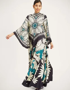 La DoubleJ Vestiti<Magnifico DressMix Tiles Plac&eacute;e Black in Silk Twill