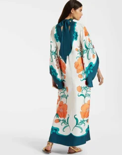 La DoubleJ Vestiti<Magnifico DressMorpheus Plac&eacute;e Orange in Silk Twill