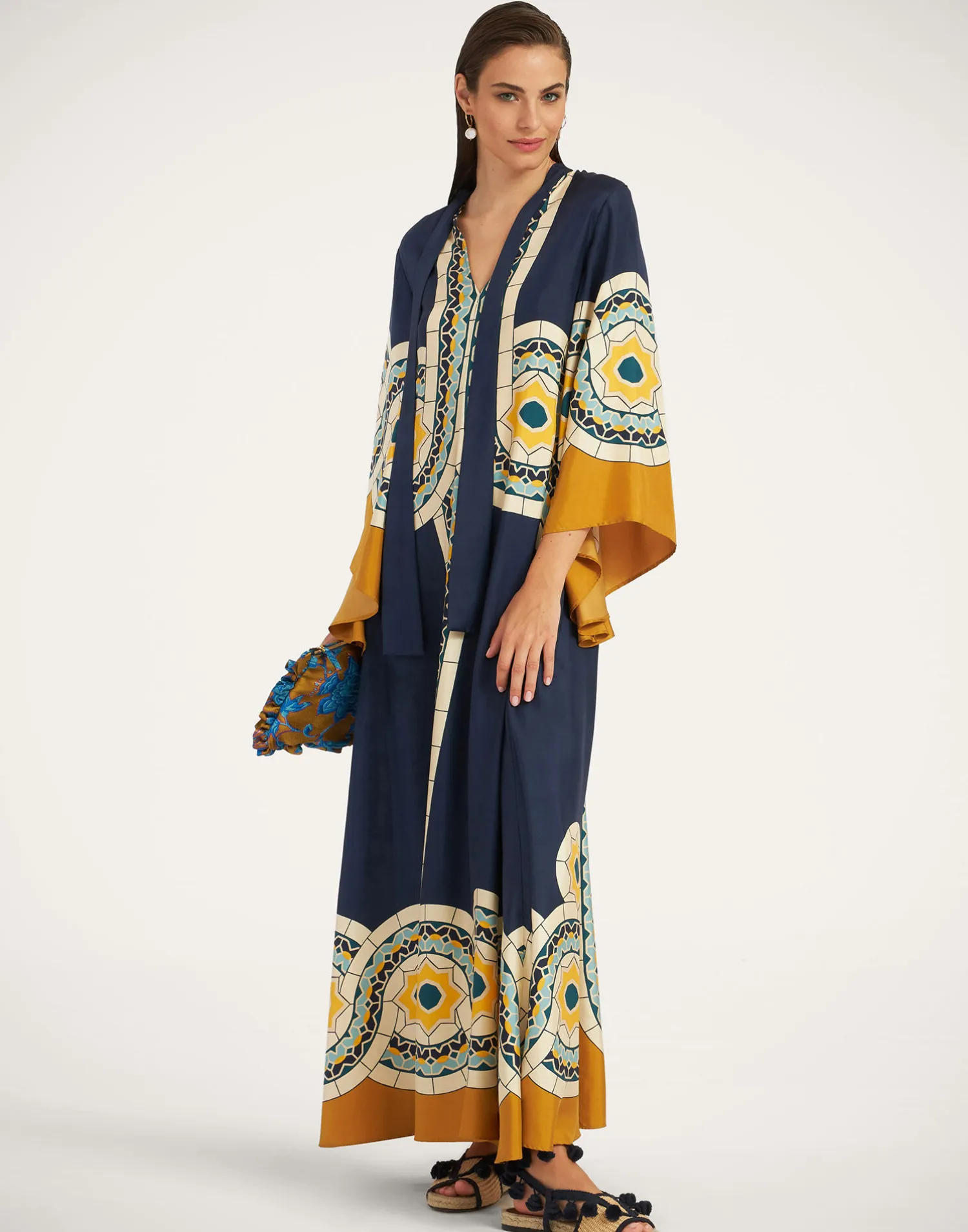 La DoubleJ Vestiti<Magnifico DressMudejar Placée Blue in Silk Twill