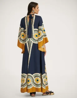 La DoubleJ Vestiti<Magnifico DressMudejar Plac&eacute;e Blue in Silk Twill