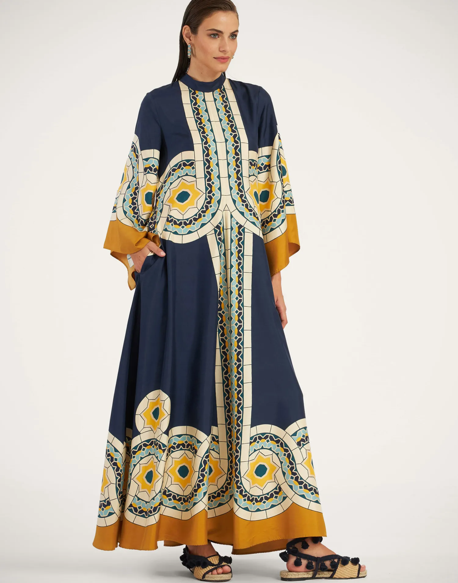 La DoubleJ Vestiti<Magnifico DressMudejar Placée Blue in Silk Twill