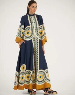 La DoubleJ Vestiti<Magnifico DressMudejar Placée Blue in Silk Twill