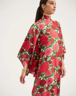 La DoubleJ Party Dressing<Magnifico DressPink Dahlias in Twill Silk