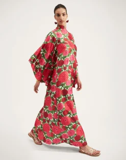 La DoubleJ Party Dressing<Magnifico DressPink Dahlias in Twill Silk