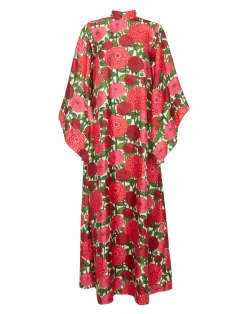 La DoubleJ Party Dressing<Magnifico DressPink Dahlias in Twill Silk