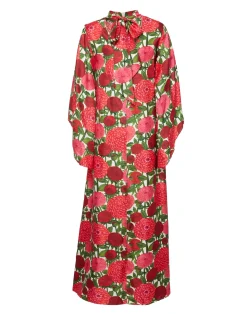 La DoubleJ Party Dressing<Magnifico DressPink Dahlias in Twill Silk
