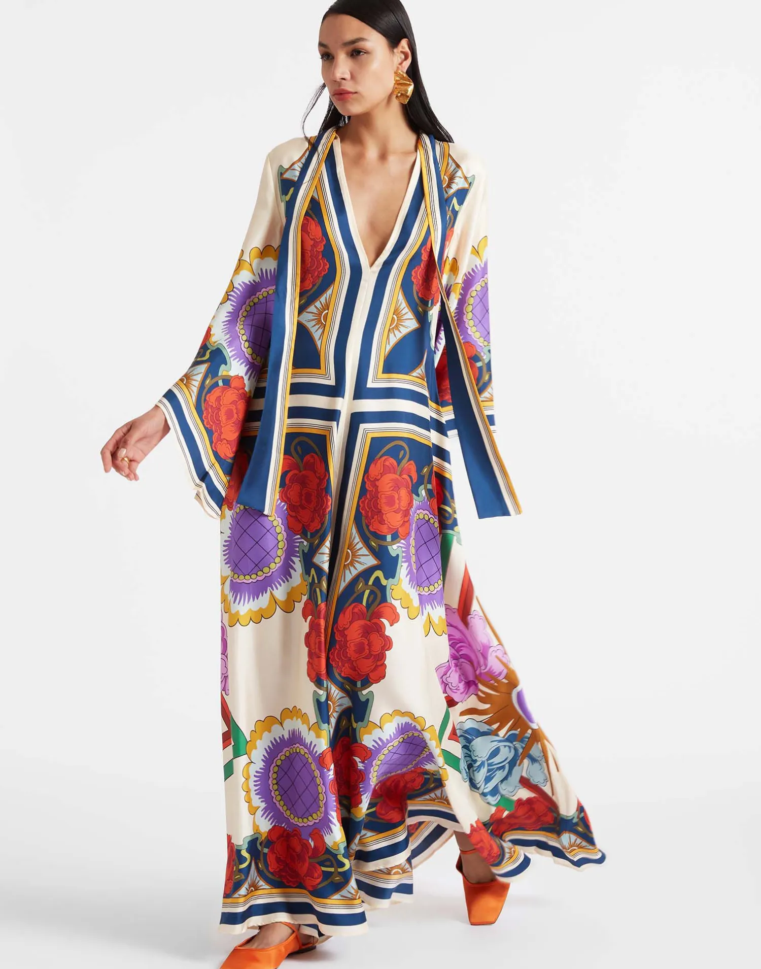 La DoubleJ Vestiti<Magnifico DressTaormina Placée Rust in Twill Silk