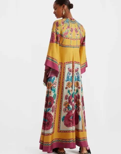 La DoubleJ Vestiti<Magnifico DressZodiac Plac&eacute;e Marigold in Silk Twill