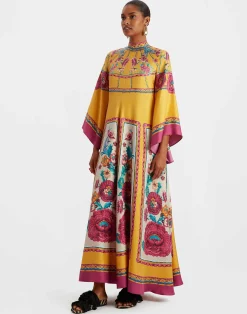 La DoubleJ Vestiti<Magnifico DressZodiac Plac&eacute;e Marigold in Silk Twill
