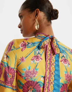 La DoubleJ Vestiti<Magnifico DressZodiac Plac&eacute;e Marigold in Silk Twill