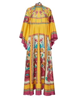 La DoubleJ Vestiti<Magnifico DressZodiac Plac&eacute;e Marigold in Silk Twill